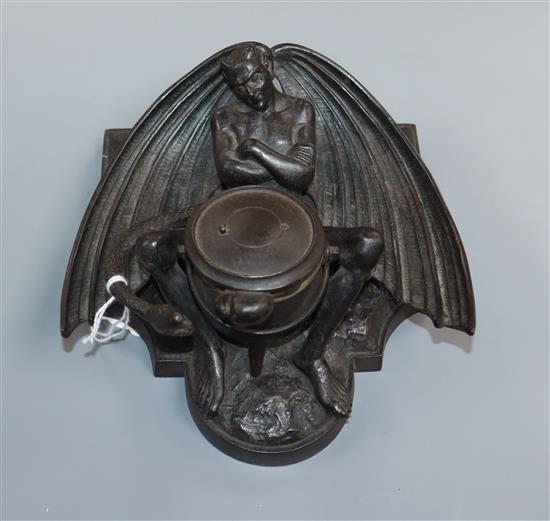 An Art Nouveau cast iron Mephistopheles inkwell